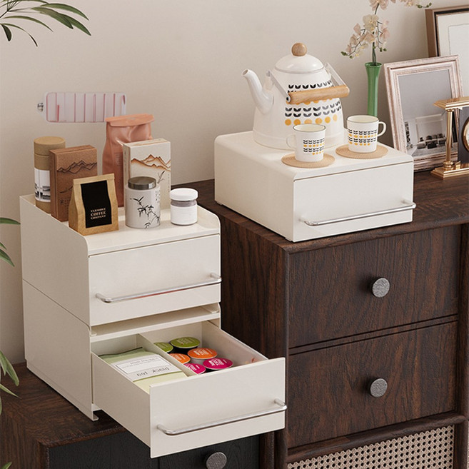 21세기트랜드 럼블 적층형 서랍형 철제수납함 미니 자석선반 주방 옷장 정리, 상단+하단