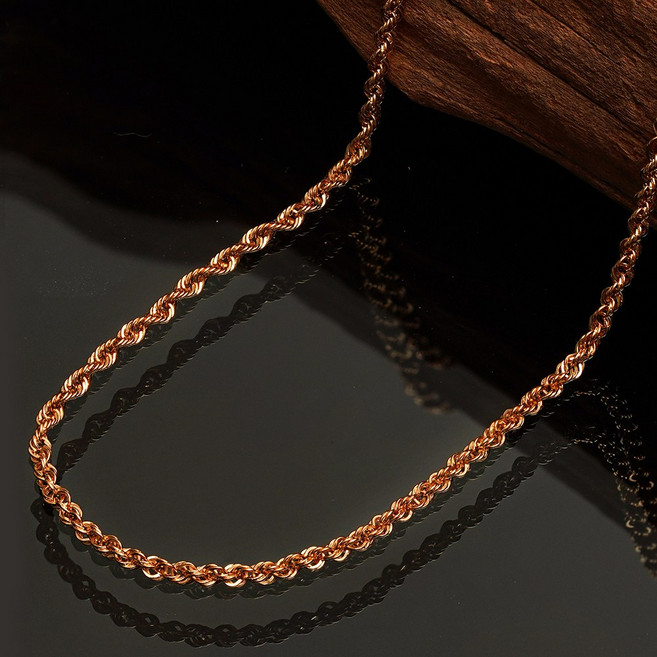 주리에떼 14K/18K 여자 데일리 이태리 체인 골든 로프 목걸이