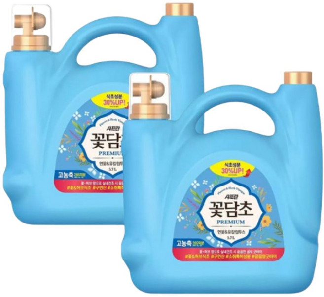 샤프란 꽃담초 섬유유연제 5.7L X 2 [연꽃&유칼립투스], 1개, 1L