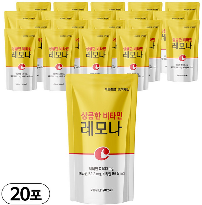 [태웅식품본사] 상큼한비타민 레모나 '상큼한 비타민 / 하루 한 포 간편한 건강습관' 이제는 물 없이도 레모나! 간편하게 마시는 하루 비타민! 어디서든 누구나 한 포로 끝!, 20개, 230ml