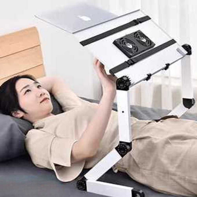 침대 누워서 보는 노트북 거꾸로 스탠드 독서대 고정 휴대폰 자바라 스마트폰 거치대 쿨러, L02 화이트
