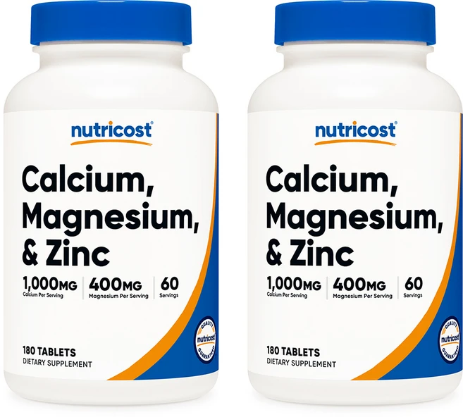 뉴트리코스트 칼슘 1000mg + 마그네슘 400mg + 아연 15mg 180태블릿 2병, 180정, 2개 - 쿠팡