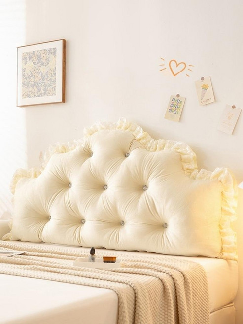 공주풍 침대 헤드쿠션 베이지 왕관 침대쿠션 등받이 대형 세탁가능, 03. 실버 그레이, 01. 1.2m 침대 (120x65x15cm), 1개