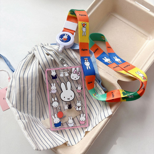 문구보따리 미피 사원증 목걸이 릴홀더 사원증케이스, 1개, 핑크