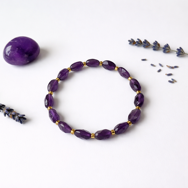 웰리나 천연 자수정 팔찌 컷팅 자수정 여성 팔찌 천연석 팔찌 탄생석 팔찌