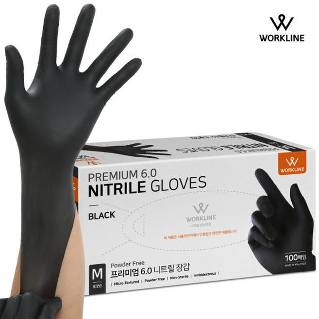 식품용 니트릴 장갑 파우더프리 프리미엄 6.0g (100매), 1개