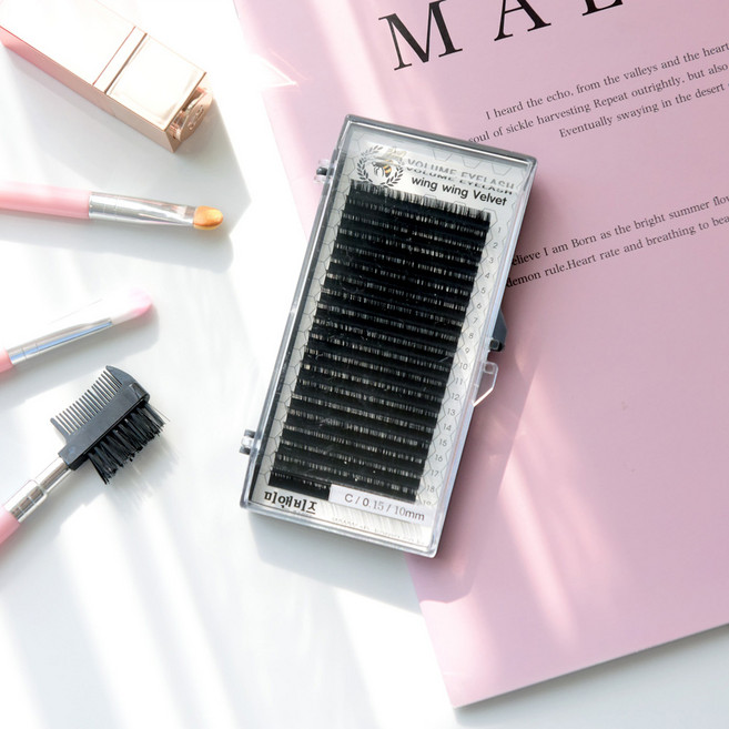 윙윙 미앤비즈 벨벳 속눈썹 [20줄] 속눈썹연장 속눈썹재료, 1개, JC/0.15/9mm