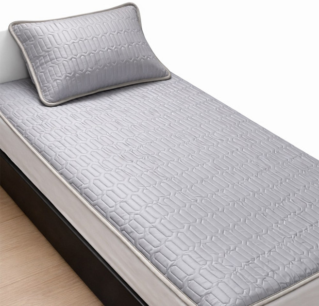 生活提案 乳膠涼感冰絲涼墊 - 附枕墊 四角鬆緊帶 可機水洗, 灰色, 1個