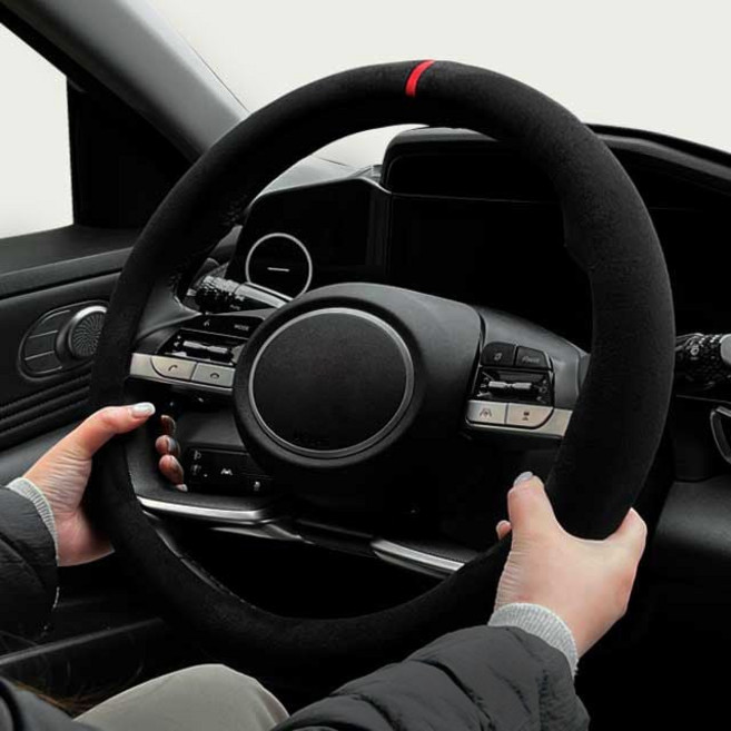 스웨이드 자동차 핸들커버 베라크루즈 프리미엄 원단 jum+10856wI, 베라크루즈 핸들커버_원형 모던그레이, 본상품선택