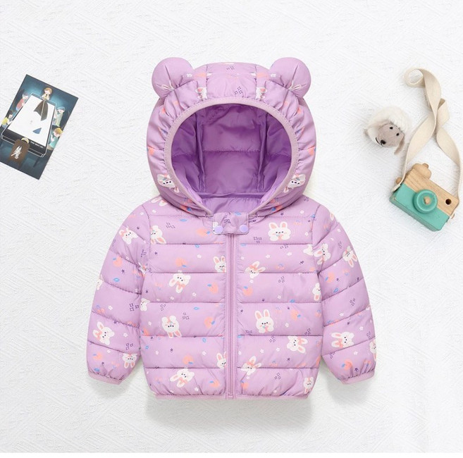 萱寶媽咪baby童裝館 韓版兒童秋冬羽絨棉外套 男女童耳朵俏皮連帽外套 防風保暖