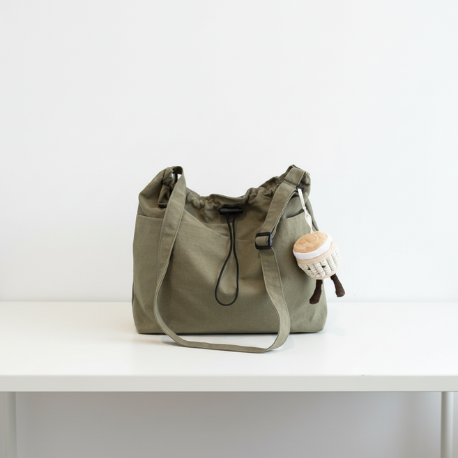 바스락 크로스가방 복조리백 라떼키링세트(생활방수 가능)