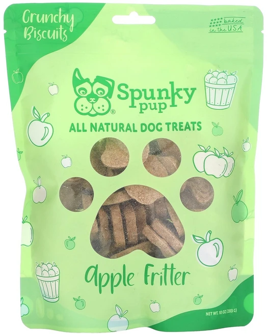 Spunky Pup 100% 천연 Dog Treats 크런치 비스킷 애플 프리터 283g(10oz) Pup (스펑키 펍), Spunky Pup, 100% 천연 Dog Treats - 쿠팡