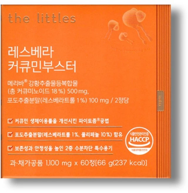 더리틀스 레스베라 커큐민부스터 60정 1개월분 1BOX, 1개 - 쿠팡