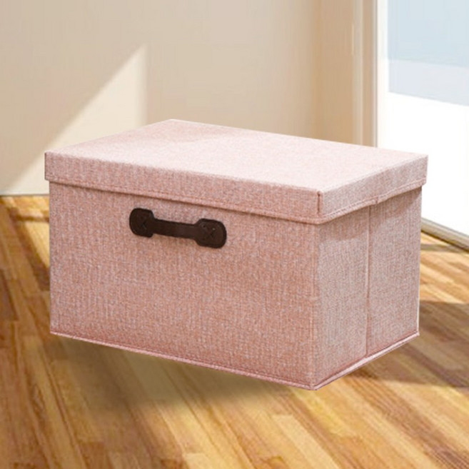 마벨인홈 커버형 모던 클래식 대용량 접이식 옷 이불 수납 보관 리빙박스, 대형, 하트핑크, 1개