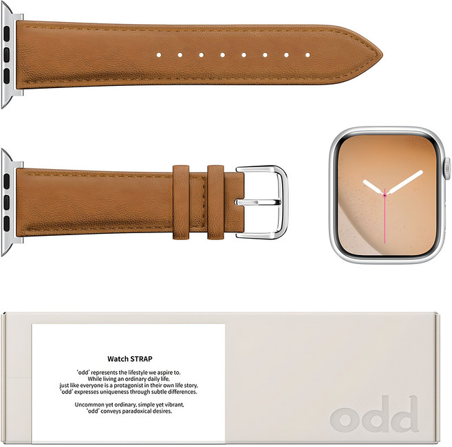 어썸디자인 애플워치 오드 소가죽 스트랩, 엠버 브라운, 1개