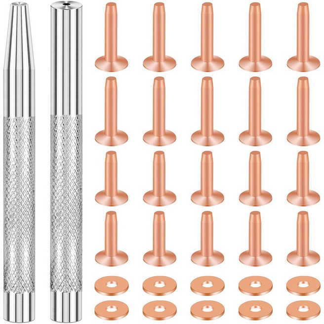 20pack 구리 리벳과 버스 (14mm 및 19mm) 벨트 가방 칼라 가죽 공예 용 펀치 리벳 도구, 보여진 바와 같이, 하나, 1개
