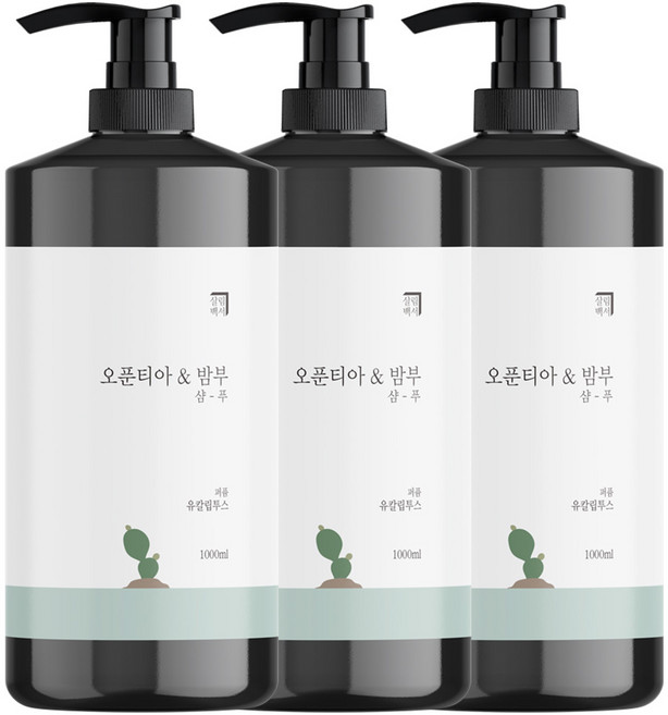 살림백서 오푼티아 앤 밤부 퍼퓸 샴푸 유칼립투스, 1L, 3개