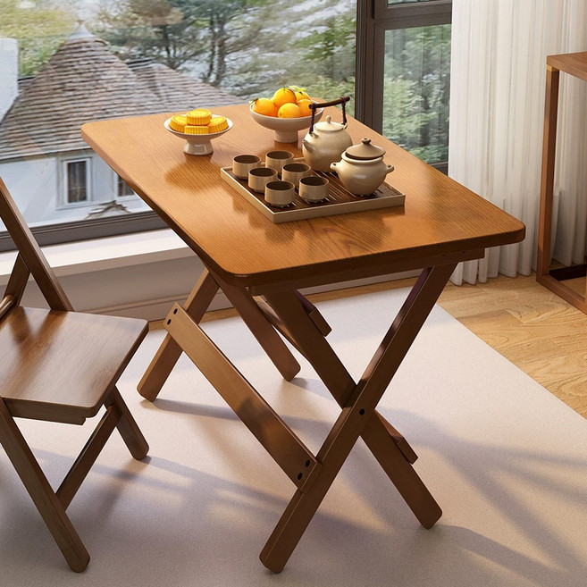 하루꿈 접이식 테이블 높이조절 원목 책상 식탁 다용도 원룸 거실 주방 간이 홈 테이블, 4인용, 브라운