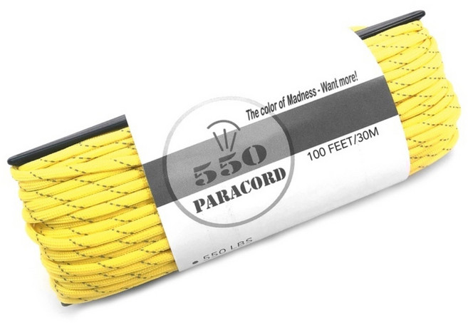 550 PARACORD 反光傘繩 7芯軍規拉力4mm, 反光七芯:黃色, 1個