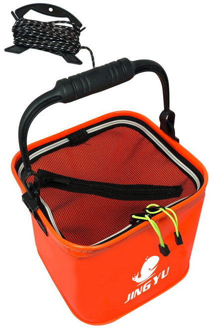 접이식 낚시 두레박 해루질 장비 사각 살림통, 01_사각두레박24(오렌지)