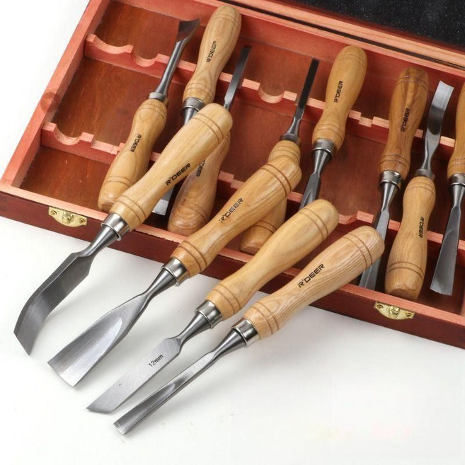 목공 나무 조각칼 끌 세트 수동 조각 목공예 도구 목각칼 삼각칼 곡선칼, 16mm 플랫 끌