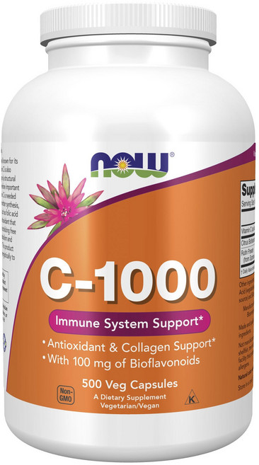 NOW Foods 維生素C-1000生物類黃酮素食膠囊, 1罐, 500顆