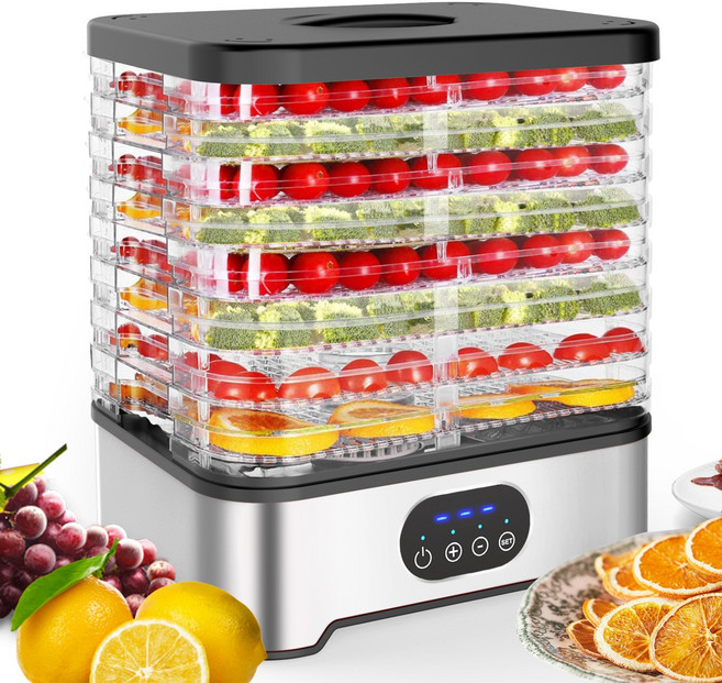 AKRUA 가정용 8층 대용량 지능 음식물 건조기 과일건조기 음식건조기 건조기 고추건조기 야채건조기, 은색
