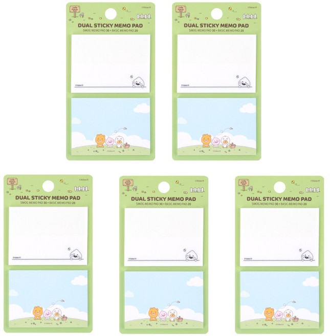 카카오프렌즈 리틀프렌즈 듀얼 점착메모지 / 포스트잇 점착메모지 접착메모지 카카오메모지 카카오문구 카카오학용품 카카오오피스, 1개, 어피치(그린)