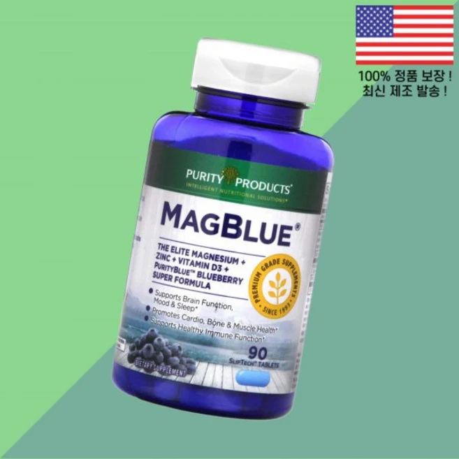 퓨리티 제품 매그블루 슬립테크정 90정 Purity Products MagBlue 90 SlipTech Tablets, 퓨리티 제품 매그블루 슬립테크정 90정 Purity P, 1 - 쿠팡