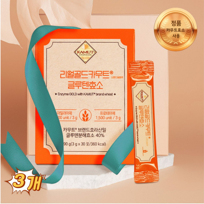 템비 리얼골드 카무트 글루텐효소 3g x 30포 고소한 미숫가루맛, 3개, 30회분