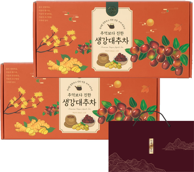사계에담다 추억보다 진한 대추생강차, 2박스, 15개입, 100ml