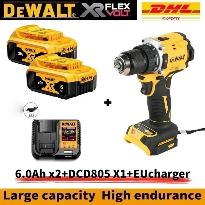 DeWalt DCD805 20V 브러시리스 슬롯 렌치 소형 드릴 또는 도구 드라이버 배터리 임팩트 렌치 전동 공구, 01 6AHX2 DCD805X1 EUX1, 1