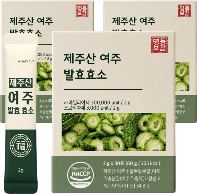 국산 여주발효효소 제주산 여주와 효소 식약청인증 여주 발효효소 분말, 3개, 60g