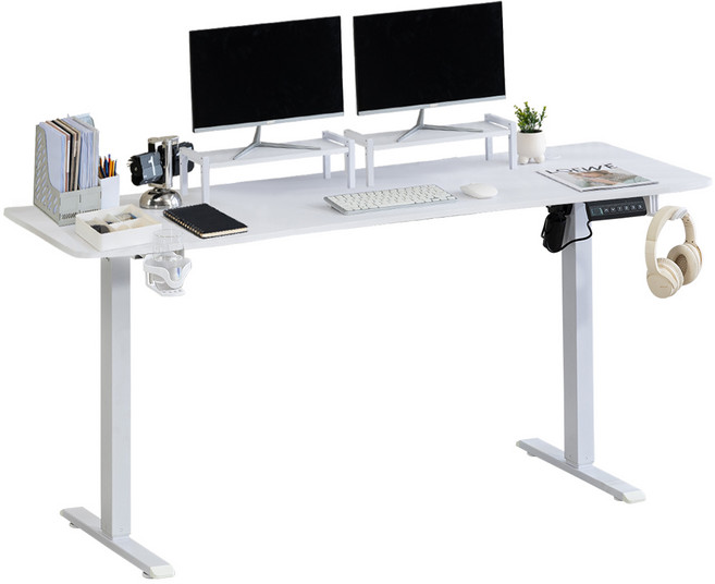 SAMMU 전기 높이 조절 책상 높이 기억 기능 가정용/사무용 스탠딩 컴퓨터 책상, 흰색-1600*600