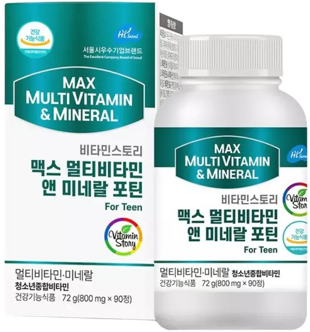 미네랄 포틴 청소년 종합영양제 아미노산 DHA분말 유산균혼합 홍삼 결명자 클로렐라 비타민K 90정, 1개