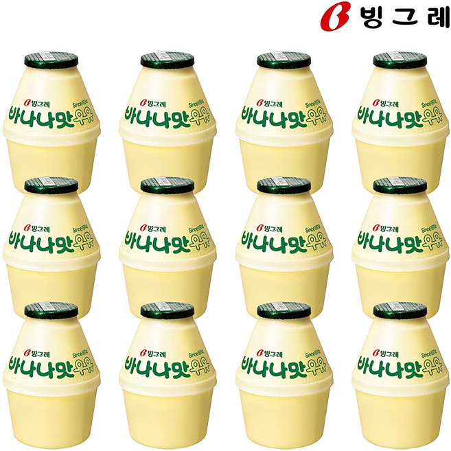 빙그레 바나나맛 우유, 바나나우유, 12개, 240ml