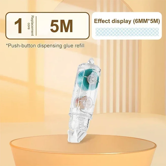 귀여운 점 접착제 테이프 양면 롤러 어린이를위한 푸시 가능 및 리필 소녀 DIY 사진 앨범 학교 문구 용품, 04 Refill, 1개