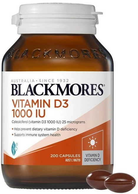 블랙모어스 비타민 D3 1000IU 뼈 건강 면역 200캡슐 Blackmores Vitamin D3 1000IU Bone Health Immunity 200 Capsules, 1개, 200정 - 쿠팡