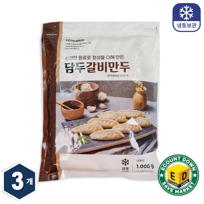 담두 냉동 갈비만두, 1kg, 3개