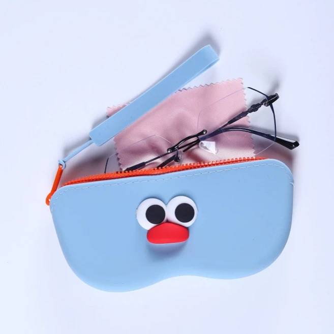 CLK 실리콘 여행용 선글라스 케이스 안경 파우치, 1개, 블루