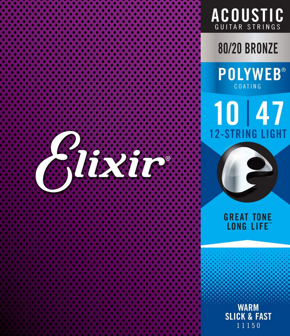Elixir 엘릭서 어쿠스틱 기타 현 POLYWEB 8020 청동 12 현 Light .010-.047 #11150 [], 1개