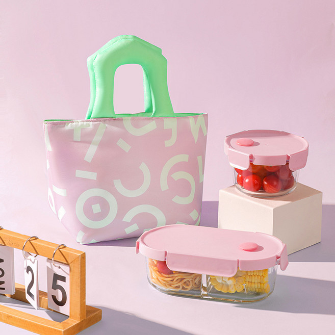 예쁜 도시락 가방 보냉백 런치백, 1개, 그린