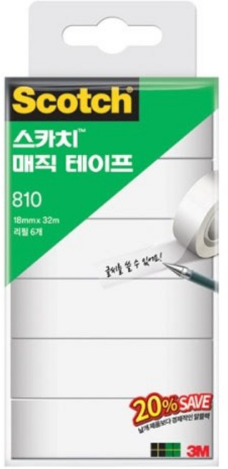 3M)매직테이프 리필(810R/세이빙팩), (810R-6/18*32M/M320132), 1개