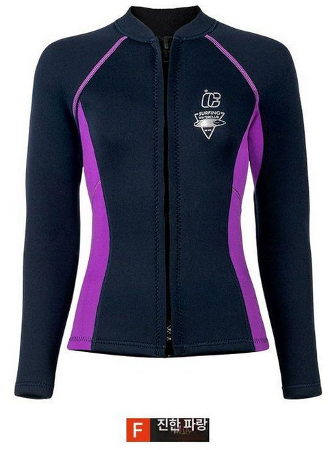 스노쿨링복장 웻슈트 물에뜨는수영복 3미리 강사용슈트, 3MM, 여성 깊은 블루 상의