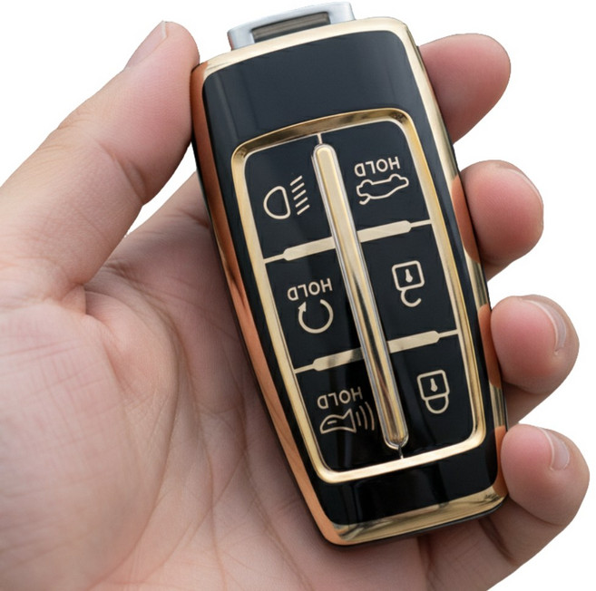 포스워백 제네시스 G70 G80 GV70 GV80 호환 스마트키 TPU 케이스, 6버튼, 검정