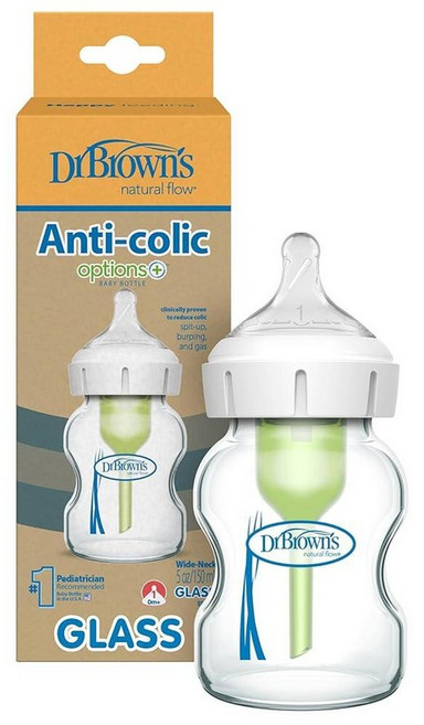 미국출고 평점4.5+ 153329 닥터 옵션스 플러스 와이드 넥 내추럴 플로우 젖병 270ml 1개, 5 oz, 1 Pack
