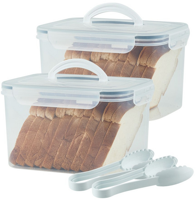 이지앤프리 식빵 보관 용 베이커리 캐니스터 + 빵집게, 2세트, 밀폐용기 3.7L + 빵집게