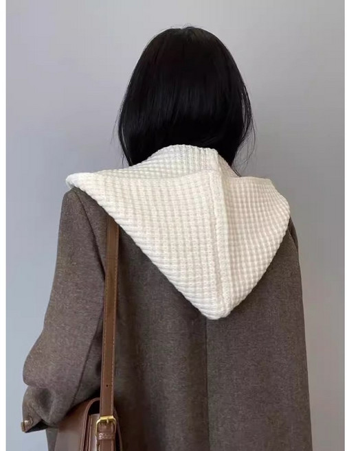 버딩 여성 프리미엄 빅사이즈 니트 바라클라바 후드 넥워머, 1개, 아이보리