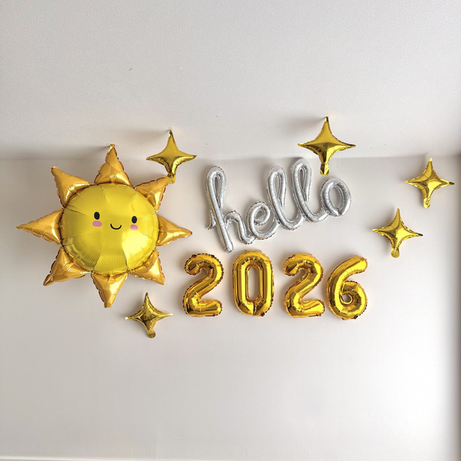 hello2026 풍선세트 새해복많이받으세요 가랜드 신년 새해 포토존, 1세트, hello햇님