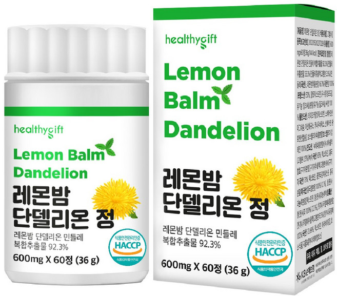 [런칭 특가] 레몬밤 단델리온 민들레 복합추출물 정, 1개, 60정